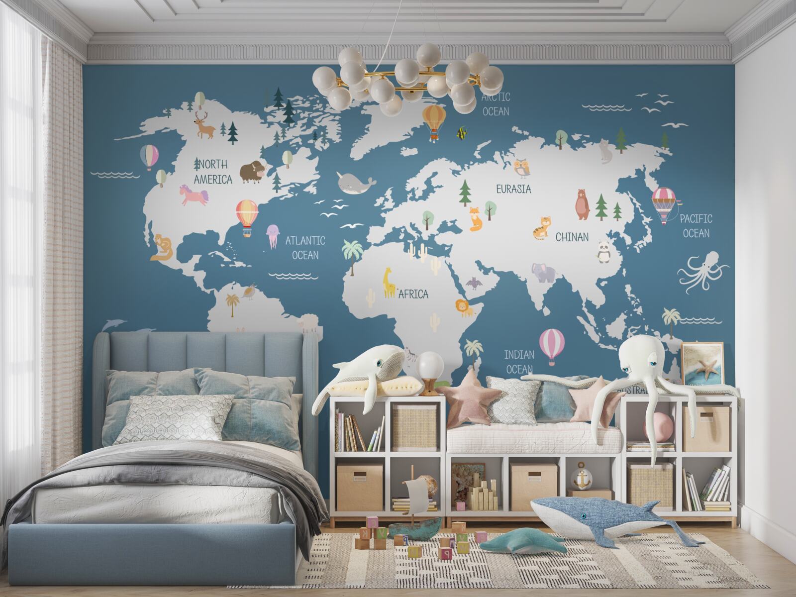 Carta da parati una mappa del mondo in stile minimalista