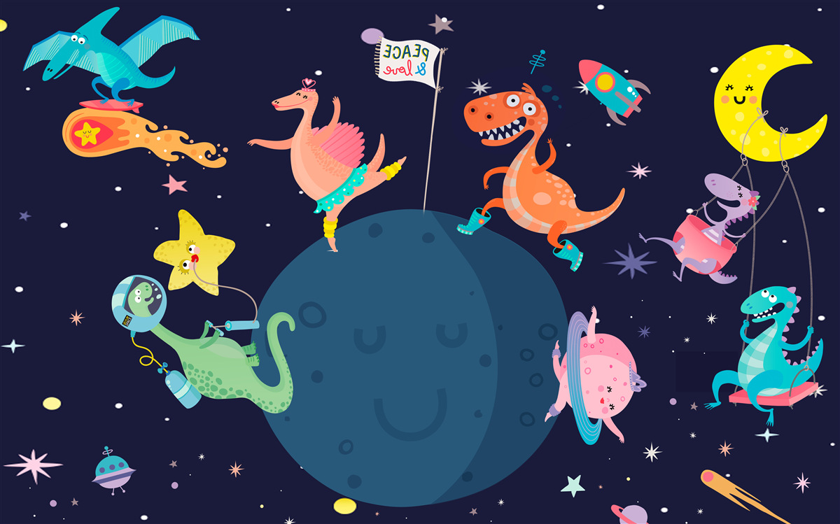 Carta da parati dinosauri spaziali