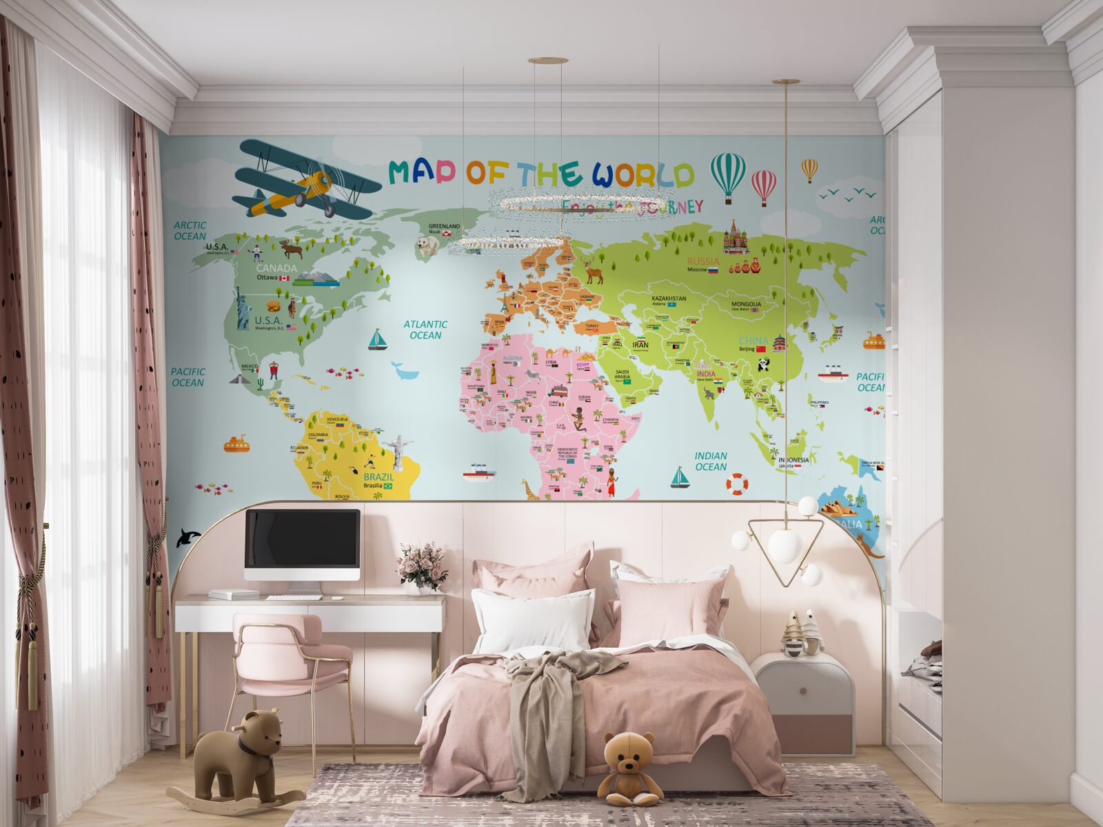Carta da parati mappa del mondo per bambini