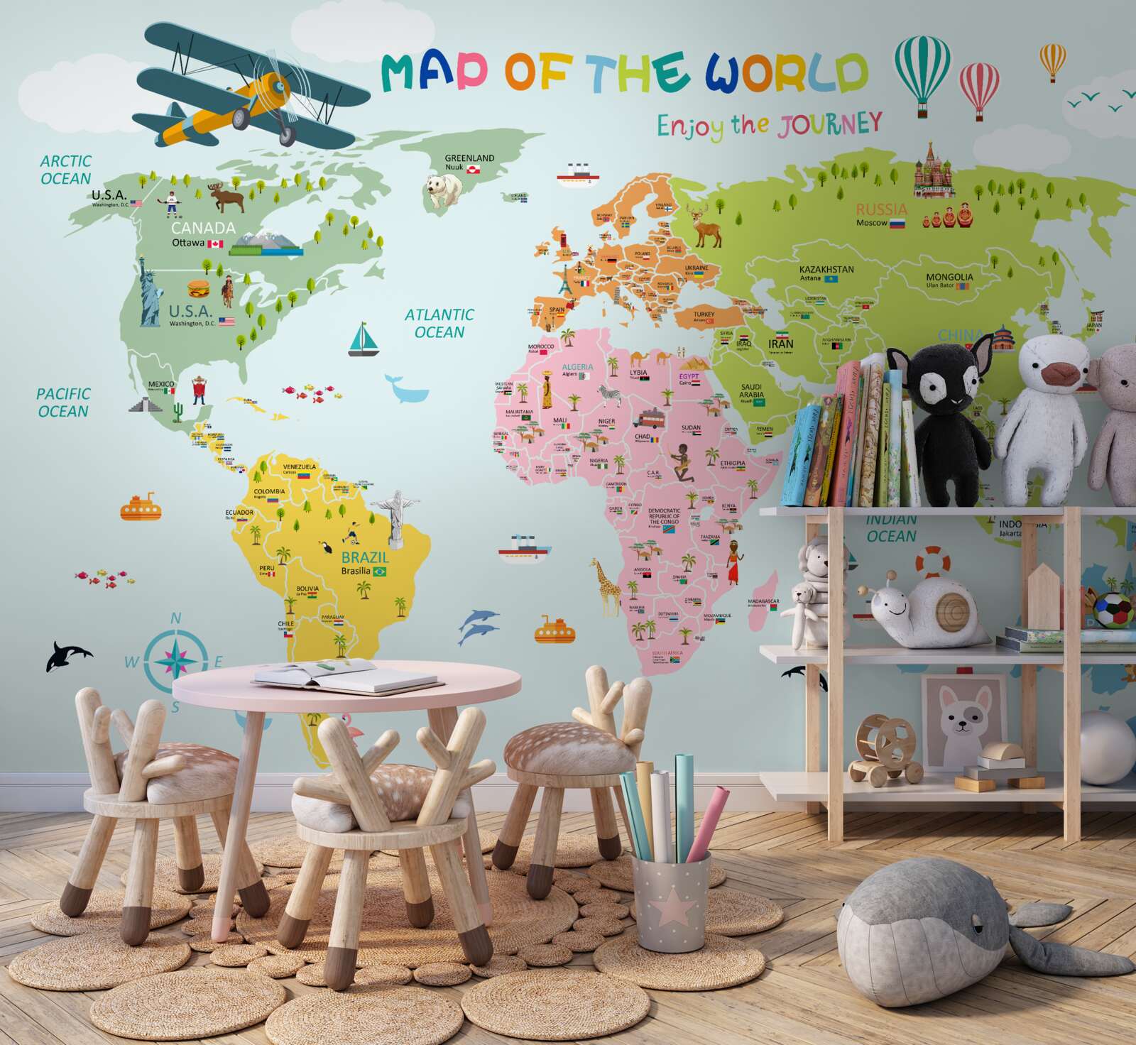 Carta da parati mappa del mondo per bambini