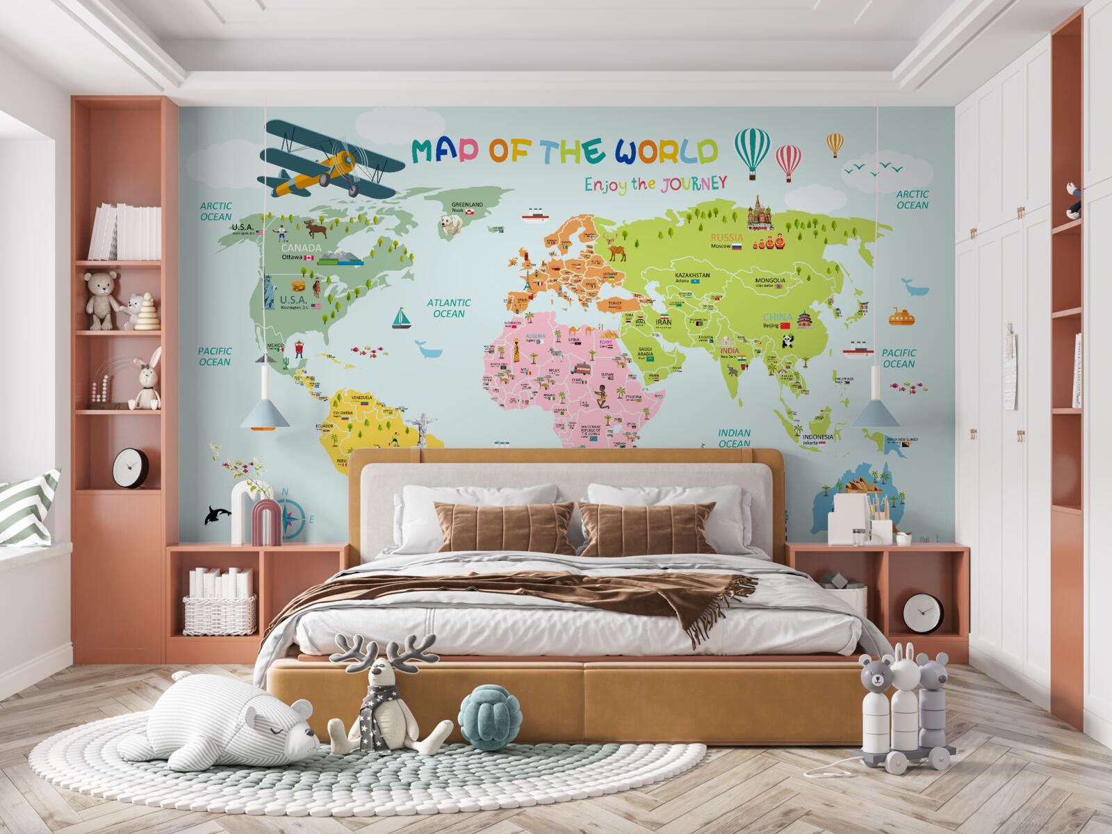 Carta da parati mappa del mondo per bambini
