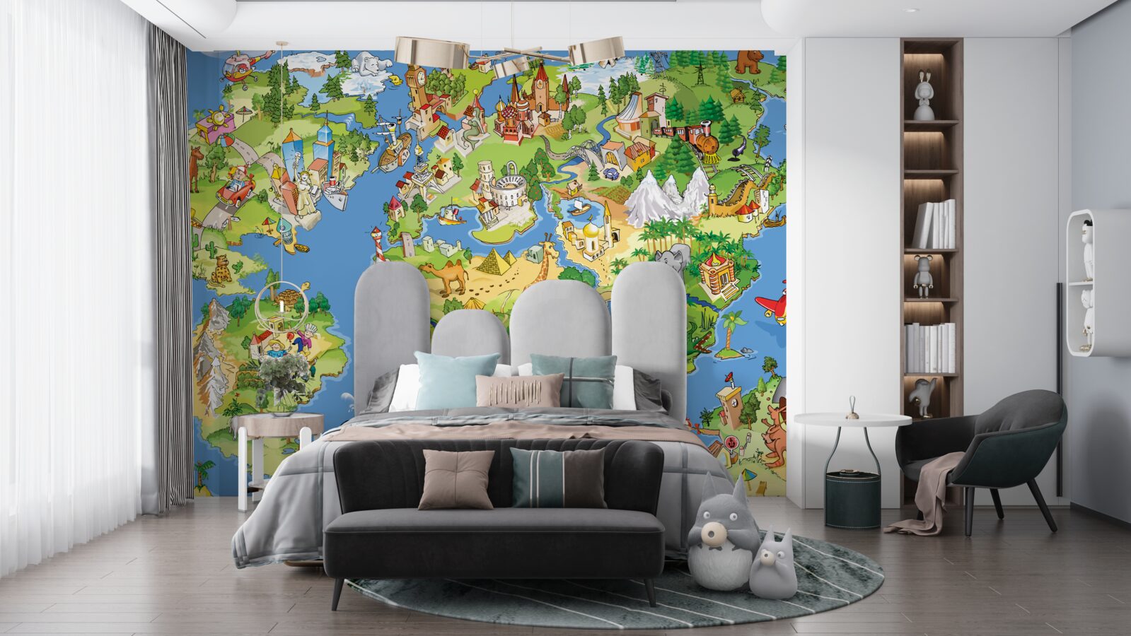 Carta da parati una mappa del mondo con dettagli per i bambini