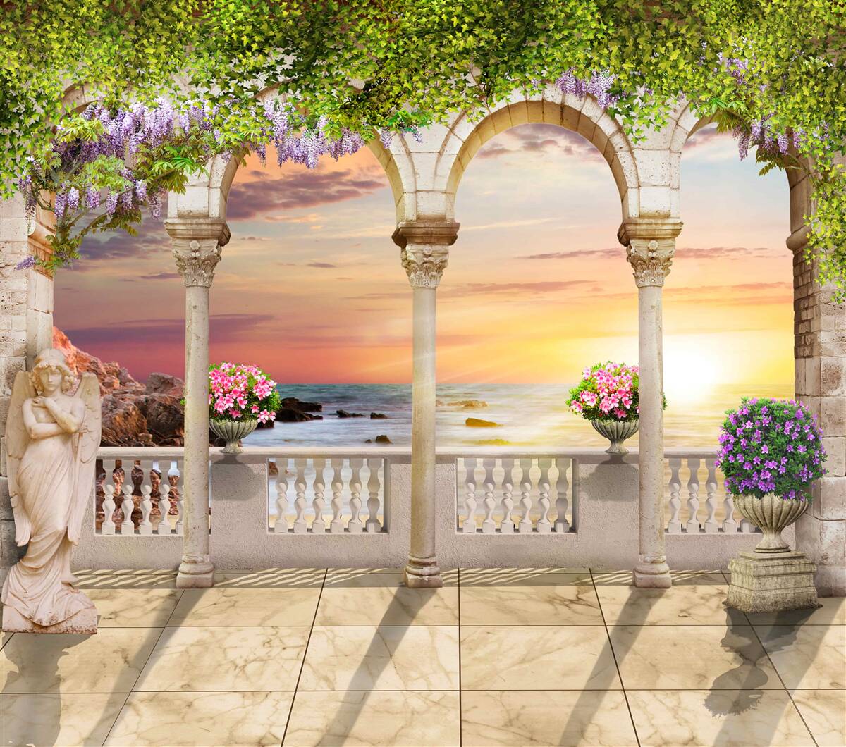 Carta da parati veranda fiorita