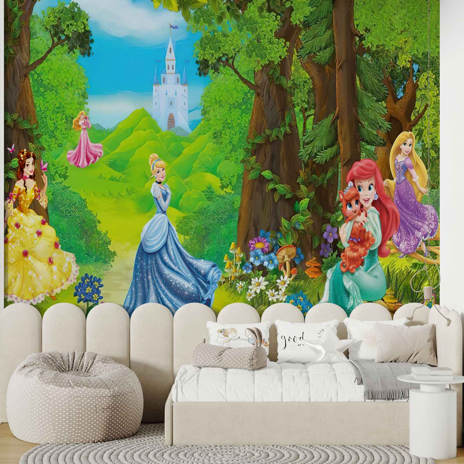 Carta da parati principesse dei cartoni animati Disney a spasso nel bosco