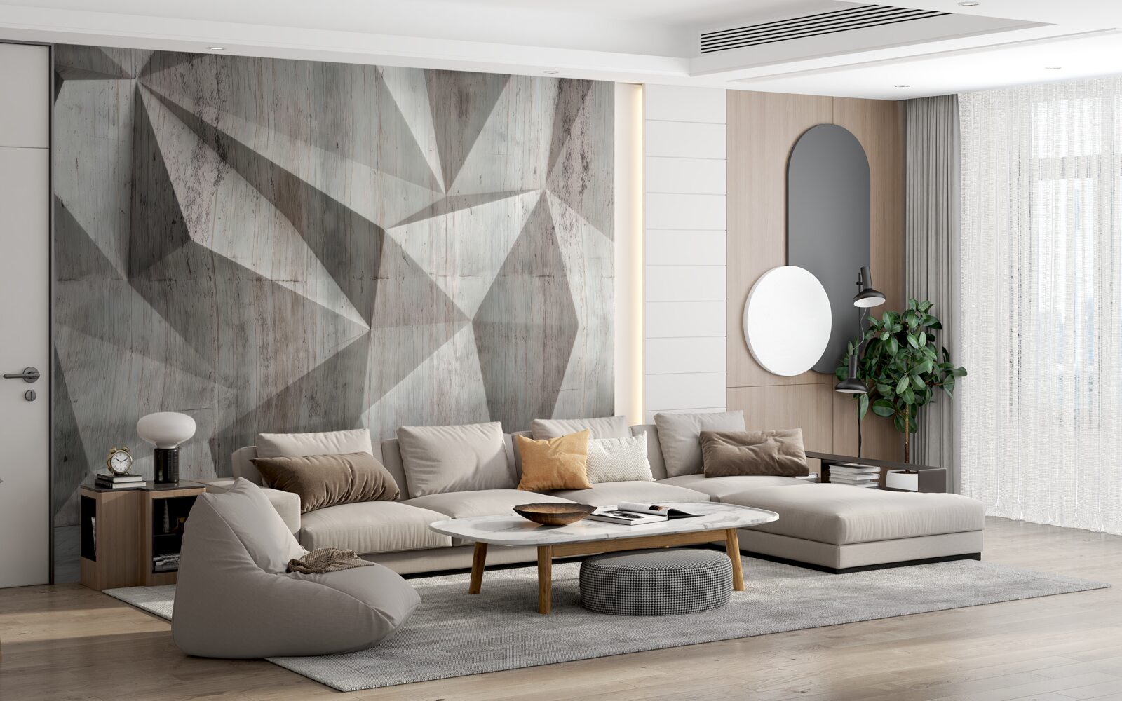 Carta da parati superficie con forme geometriche convesse