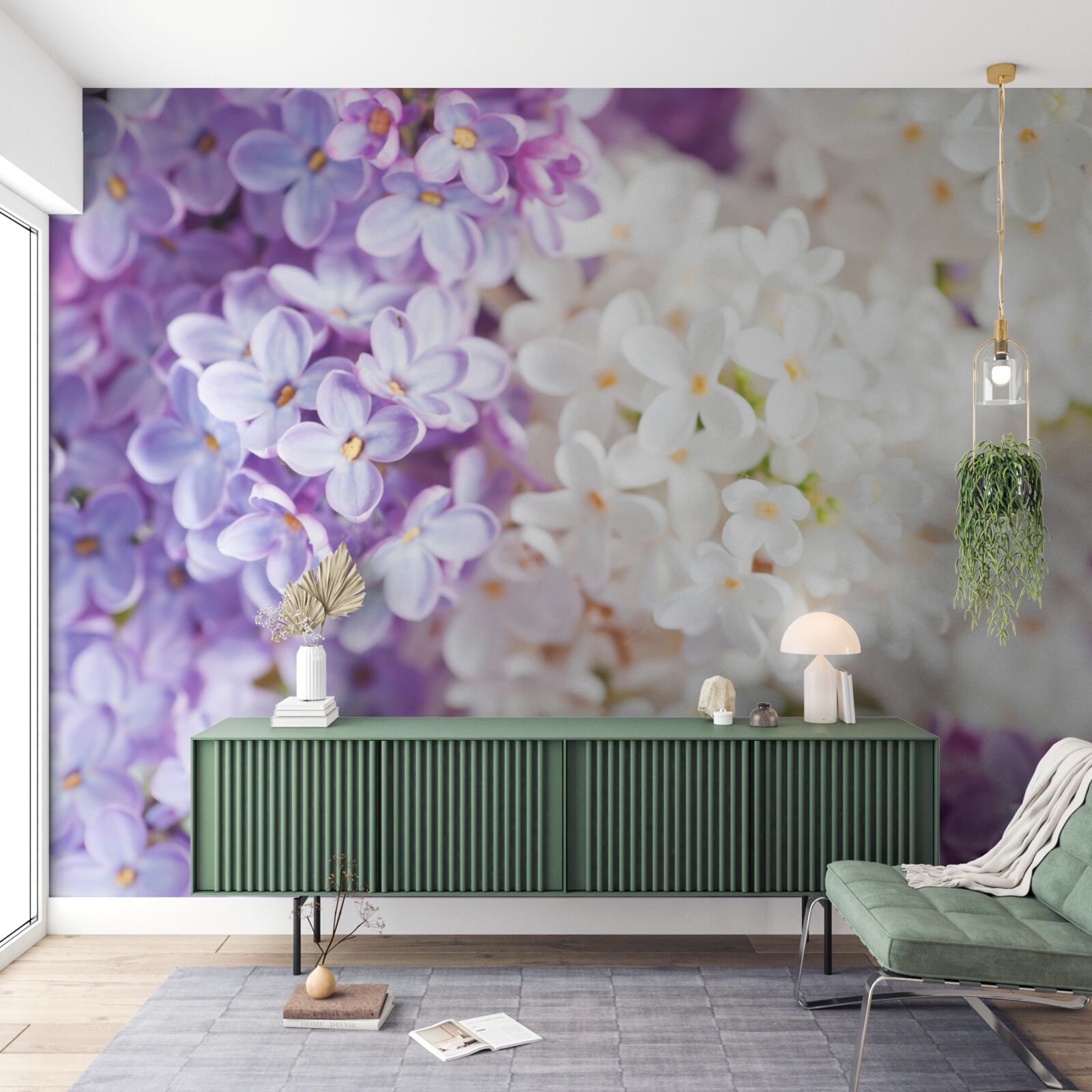 Carta da parati lillà in fiore in primavera