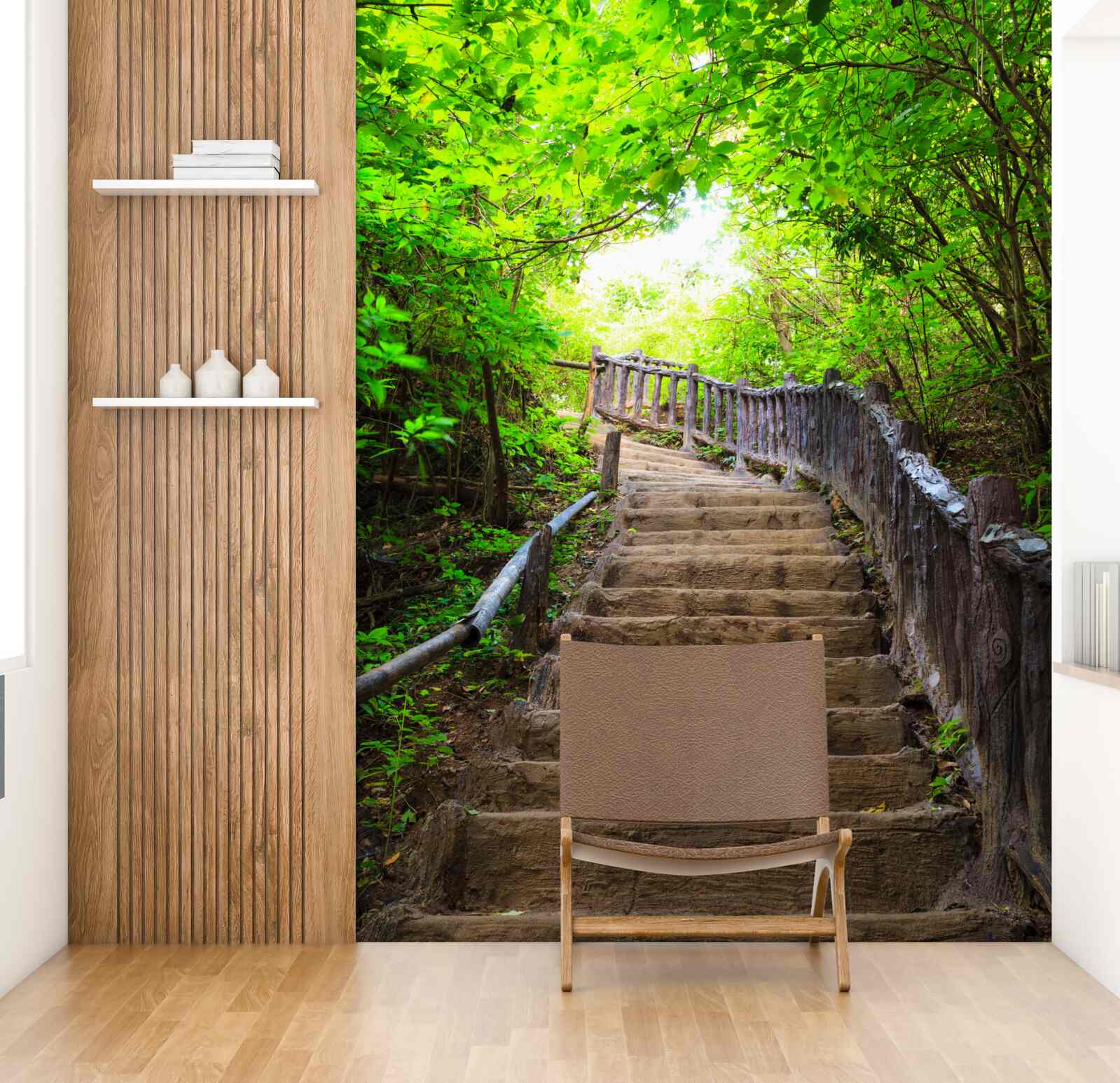 Carta da parati scala verde