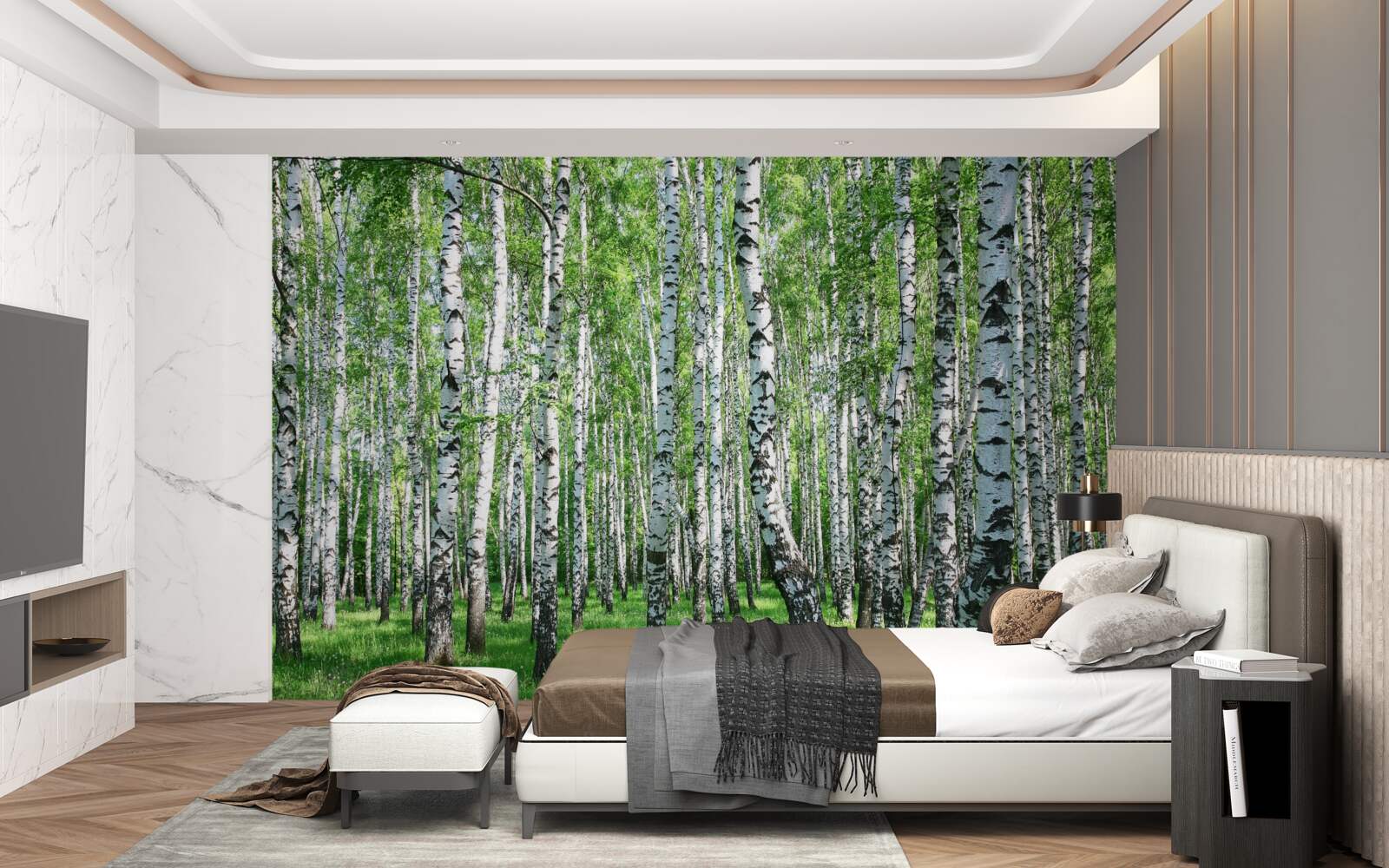 Carta da parati ci sono molte betulle nella foresta