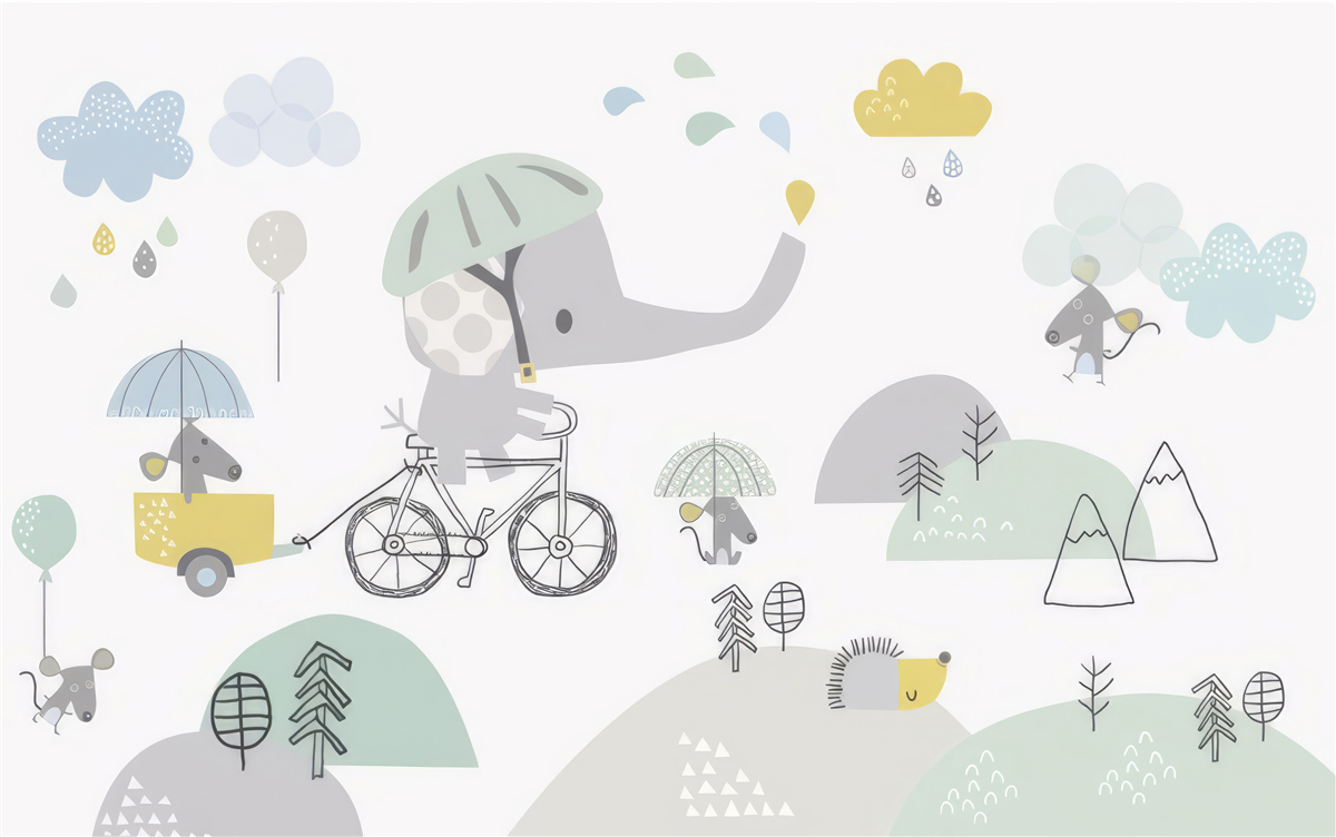 Carta da parati altri animali e un elefante in bicicletta