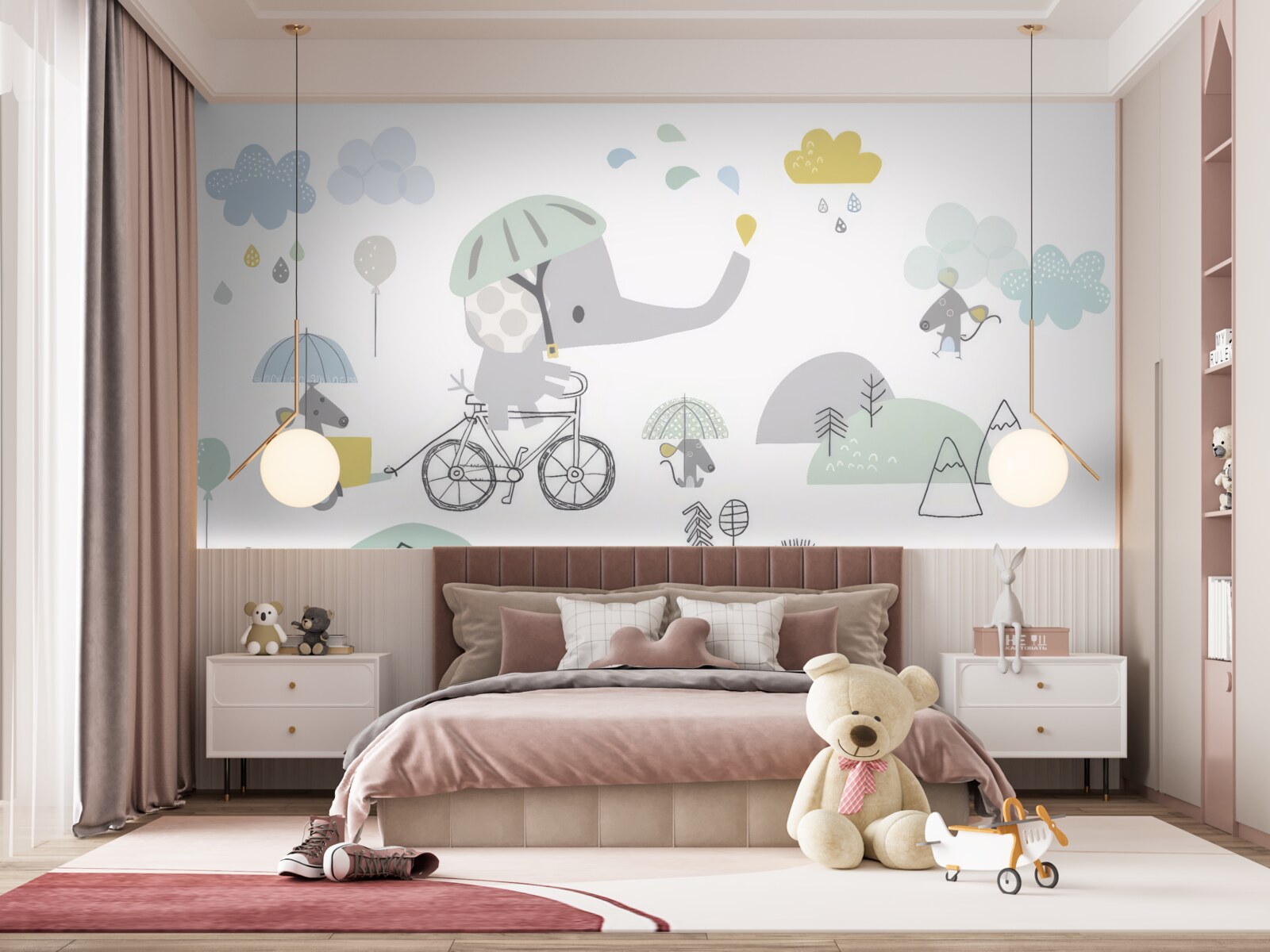 Carta da parati altri animali e un elefante in bicicletta