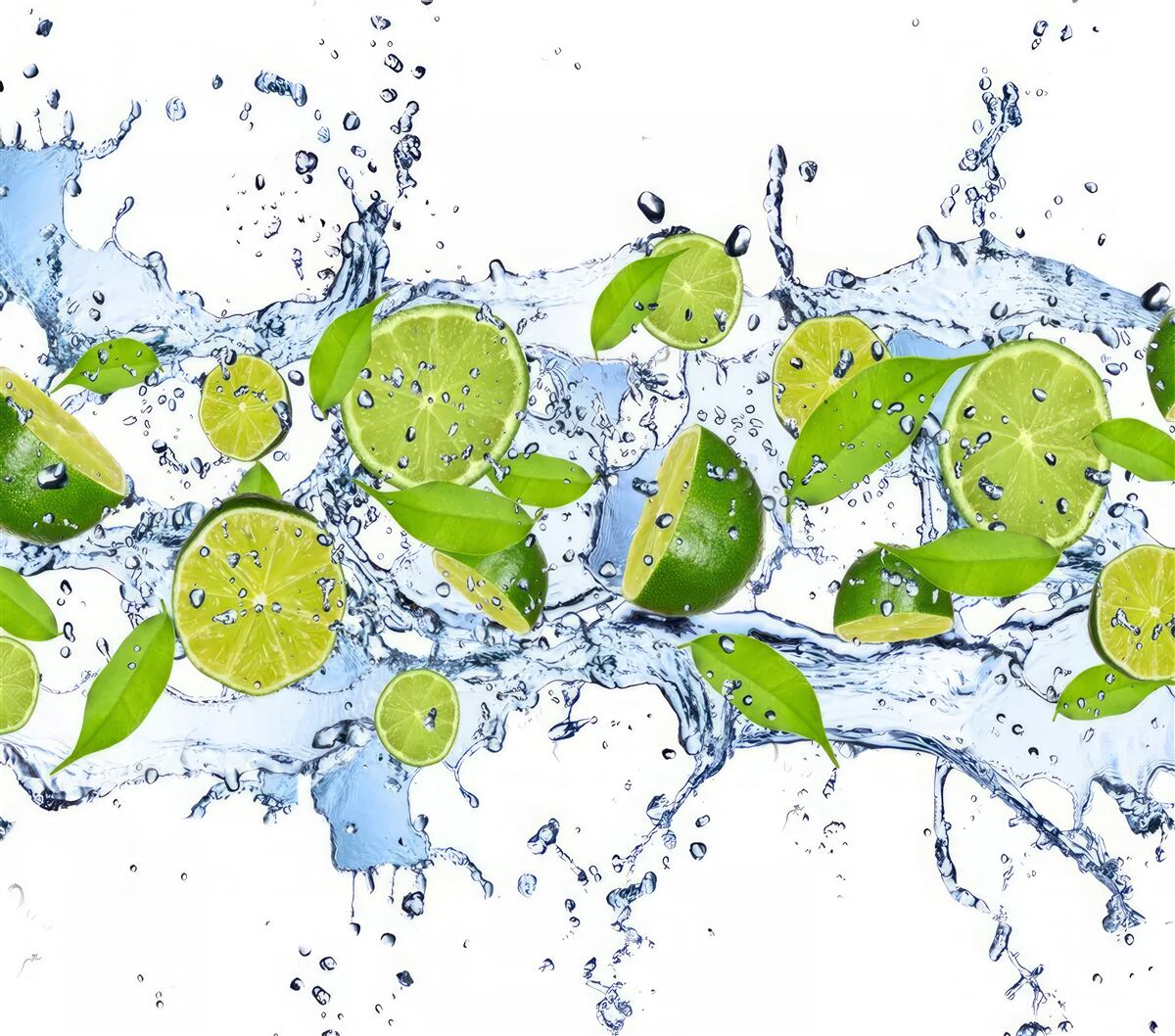 Carta da parati lime tagliati a fette e messi in acqua