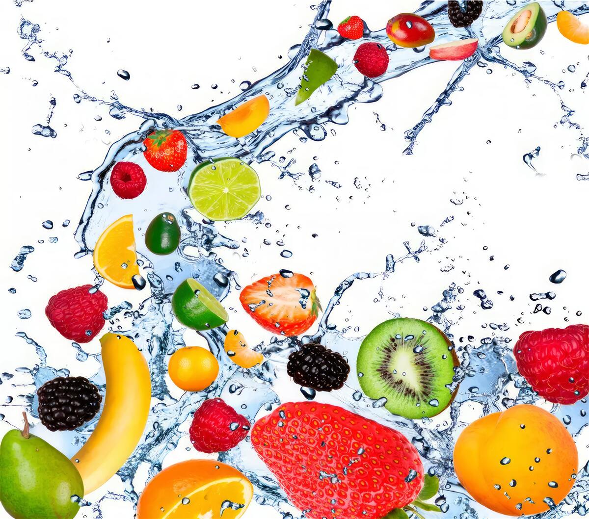 Carta da parati tagliare la frutta e metterla in acqua