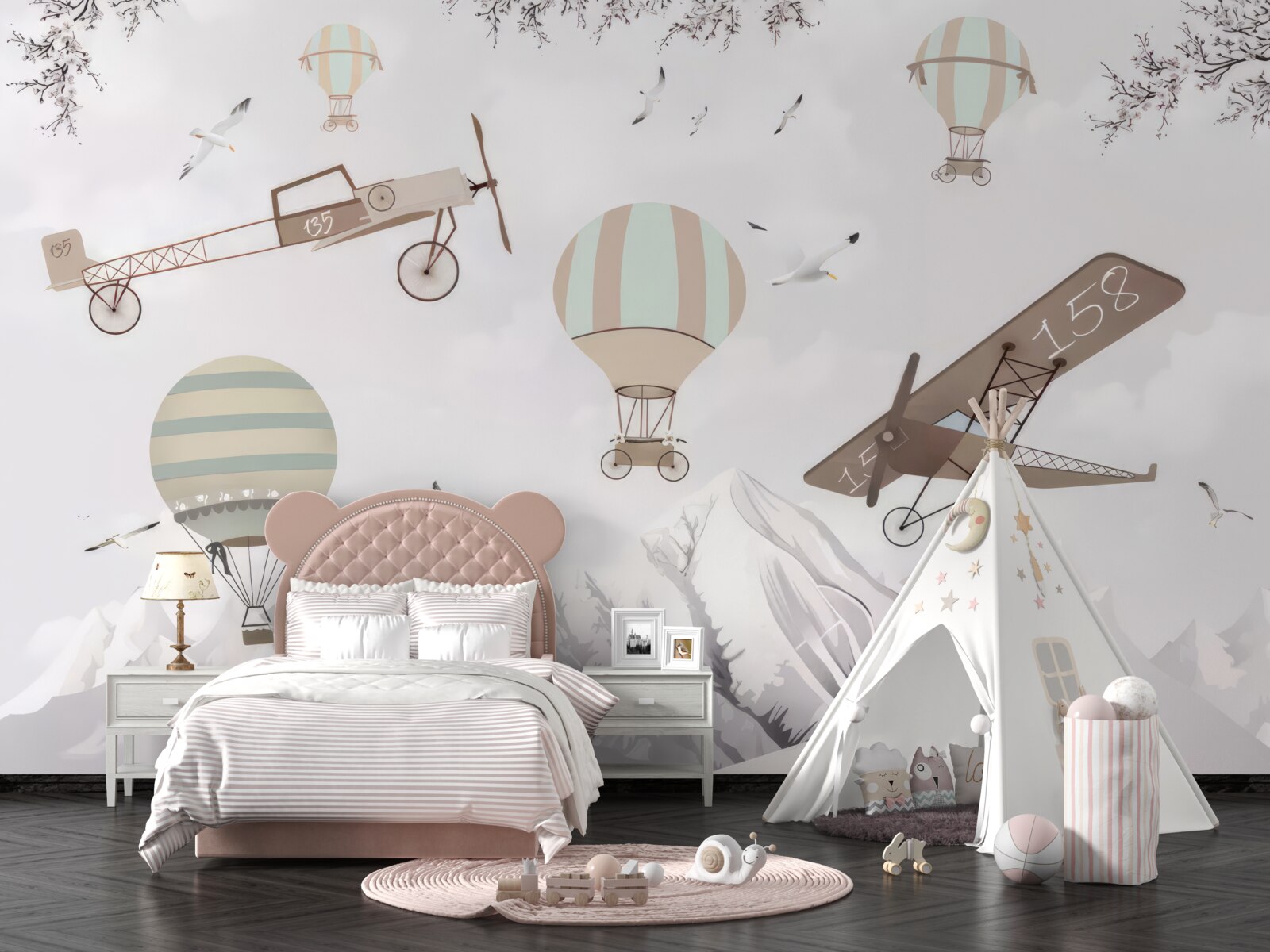 Carta da parati vari aerei sorvolano le montagne