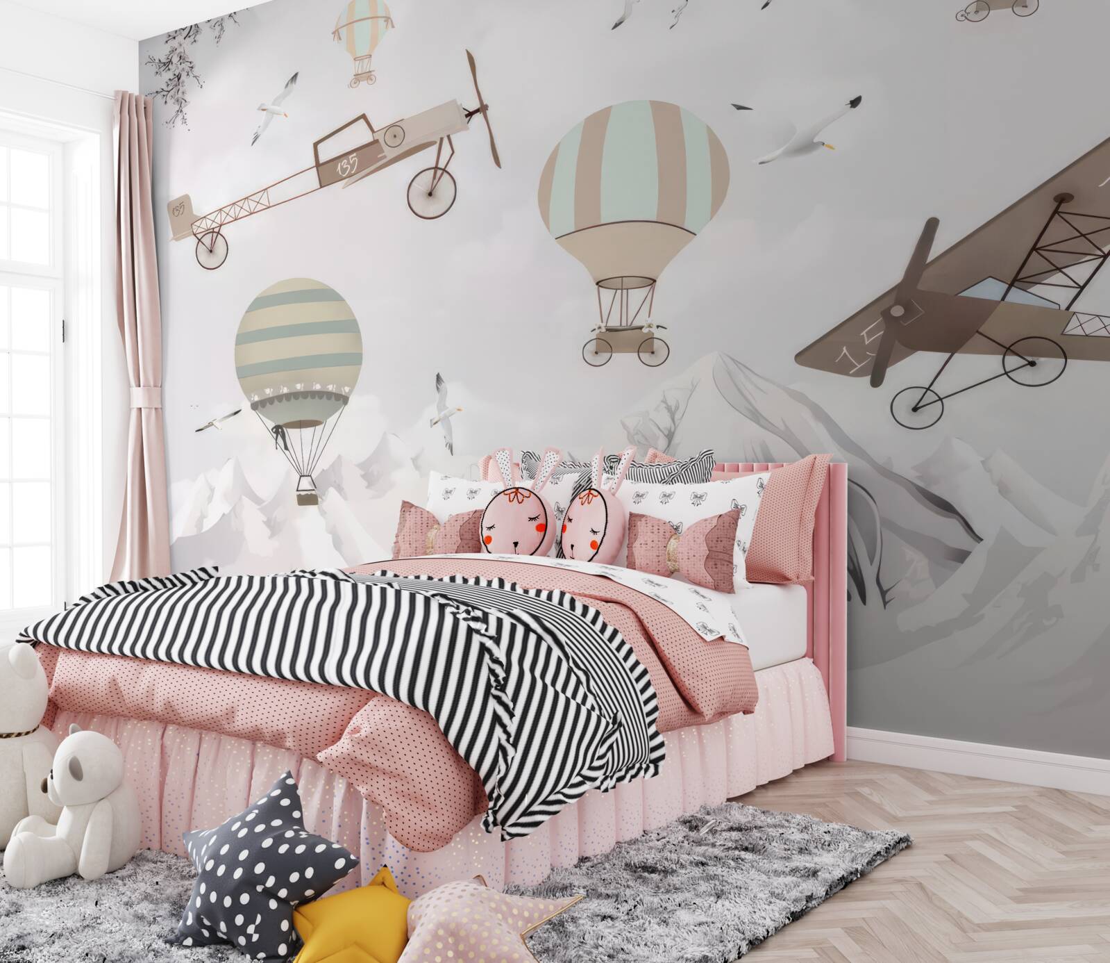 Carta da parati vari aerei sorvolano le montagne