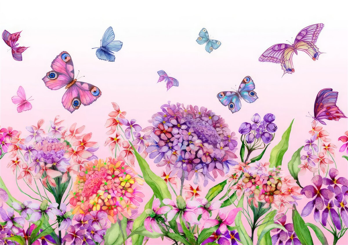 Carta da parati le farfalle volano sui fiori