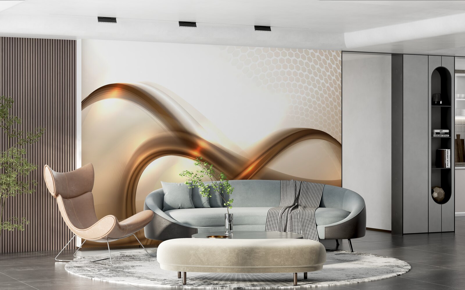 Carta da parati le linee sono curve come l'oro