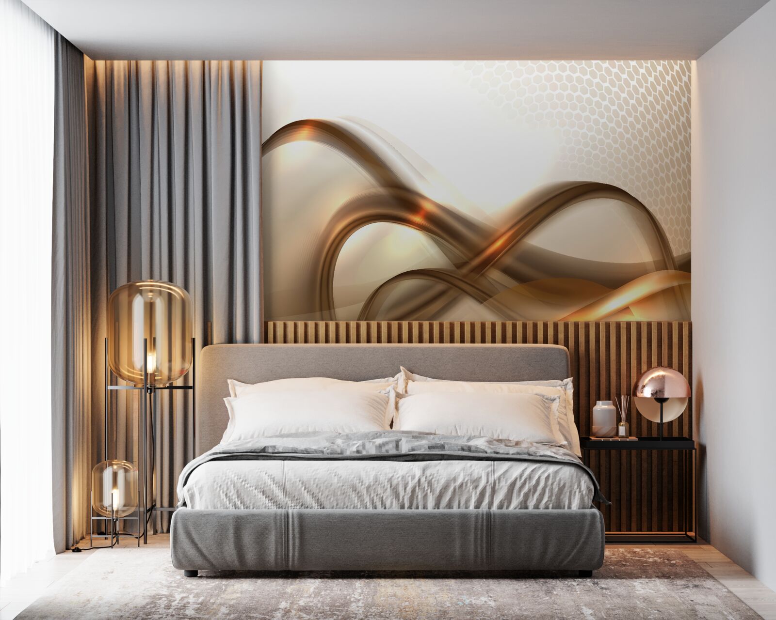 Carta da parati le linee sono curve come l'oro