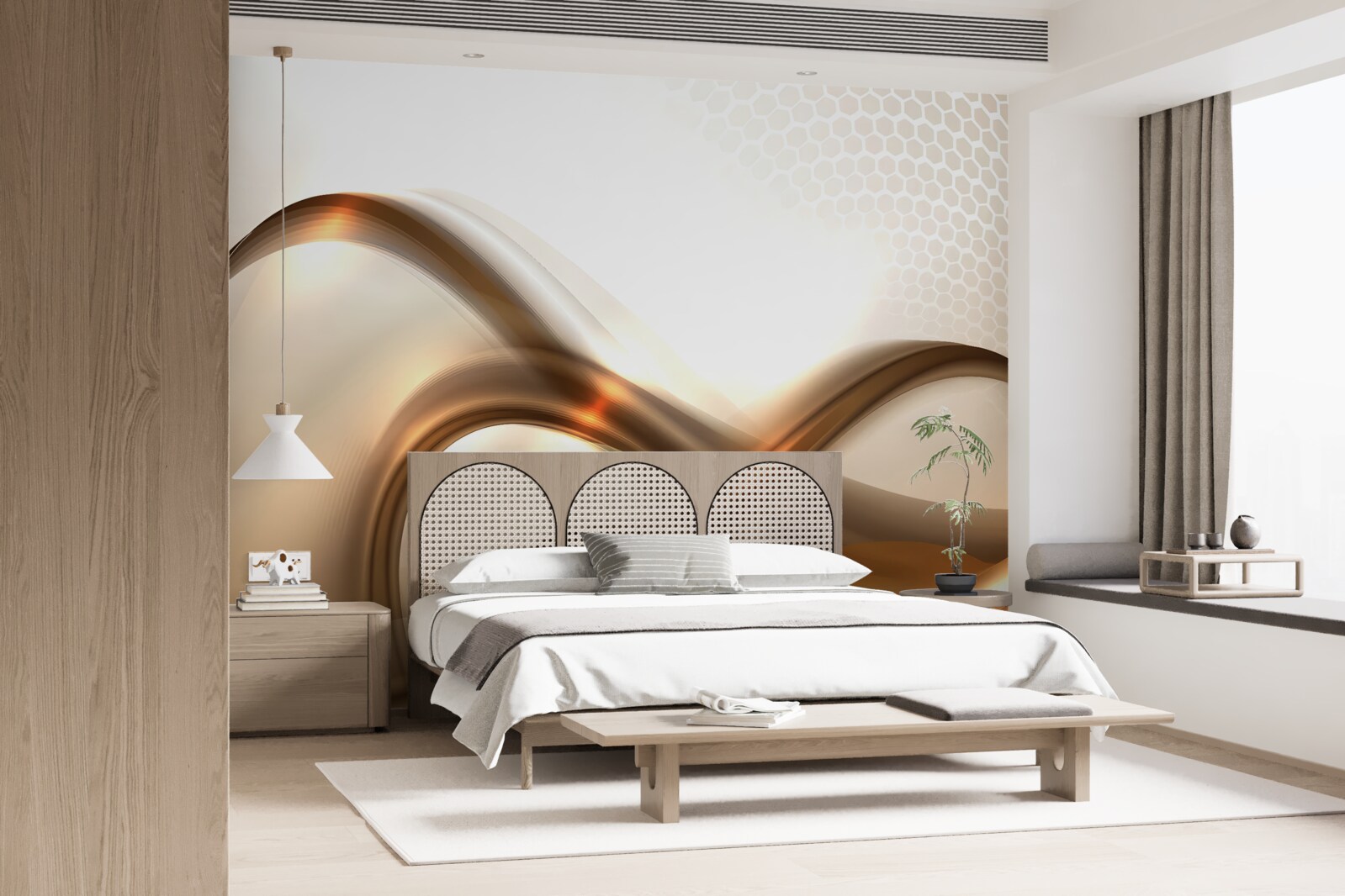 Carta da parati le linee sono curve come l'oro