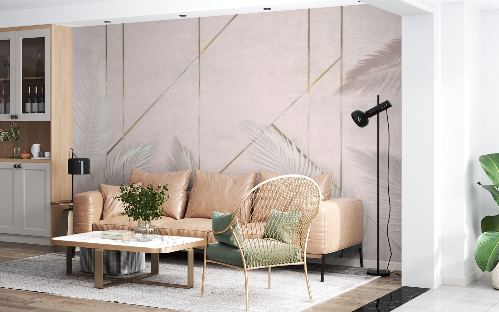 Carta da parati sfondo chiaro con foglie