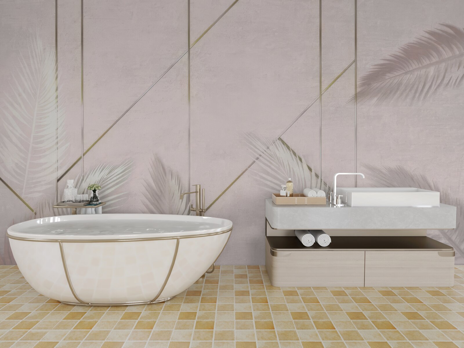 Carta da parati sfondo chiaro con foglie