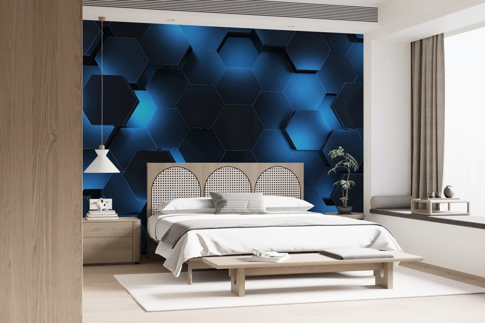 Carta da parati gli esagoni sono blu scuro
