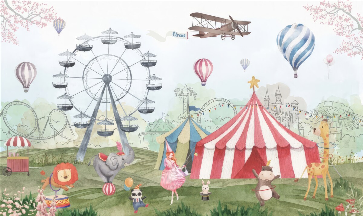 Carta da parati circo a tendone e ruota gigante