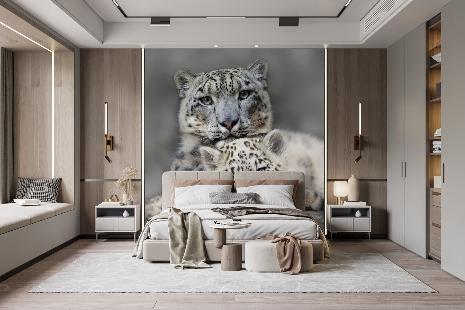 Carta da parati leopardo con il suo cucciolo