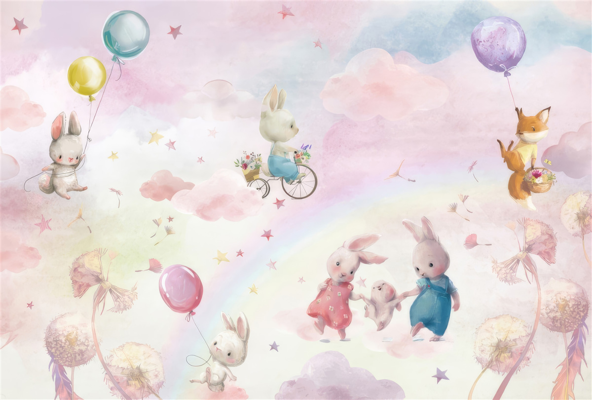 Carta da parati conigli e una piccola volpe
