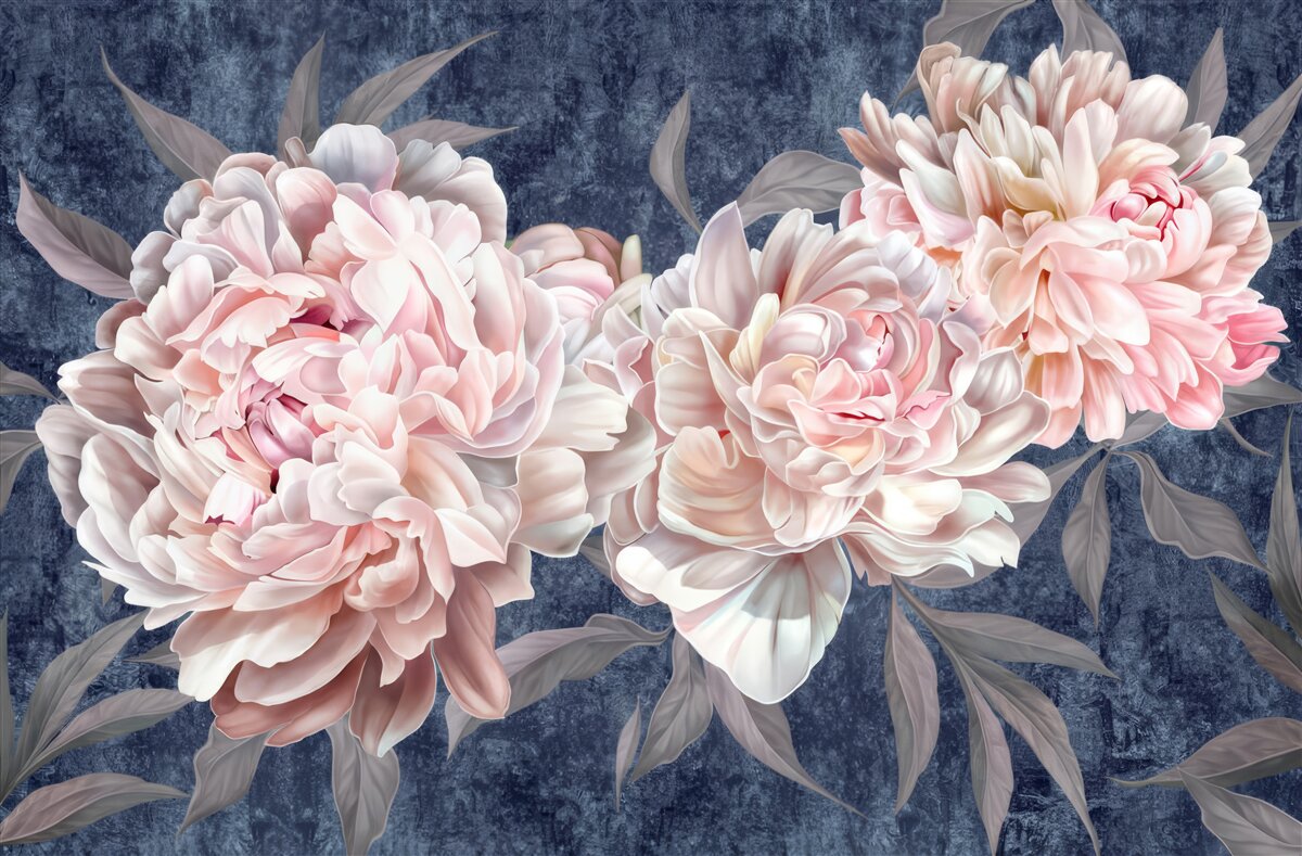 Carta da parati grandi peonie luminose su una superficie scura
