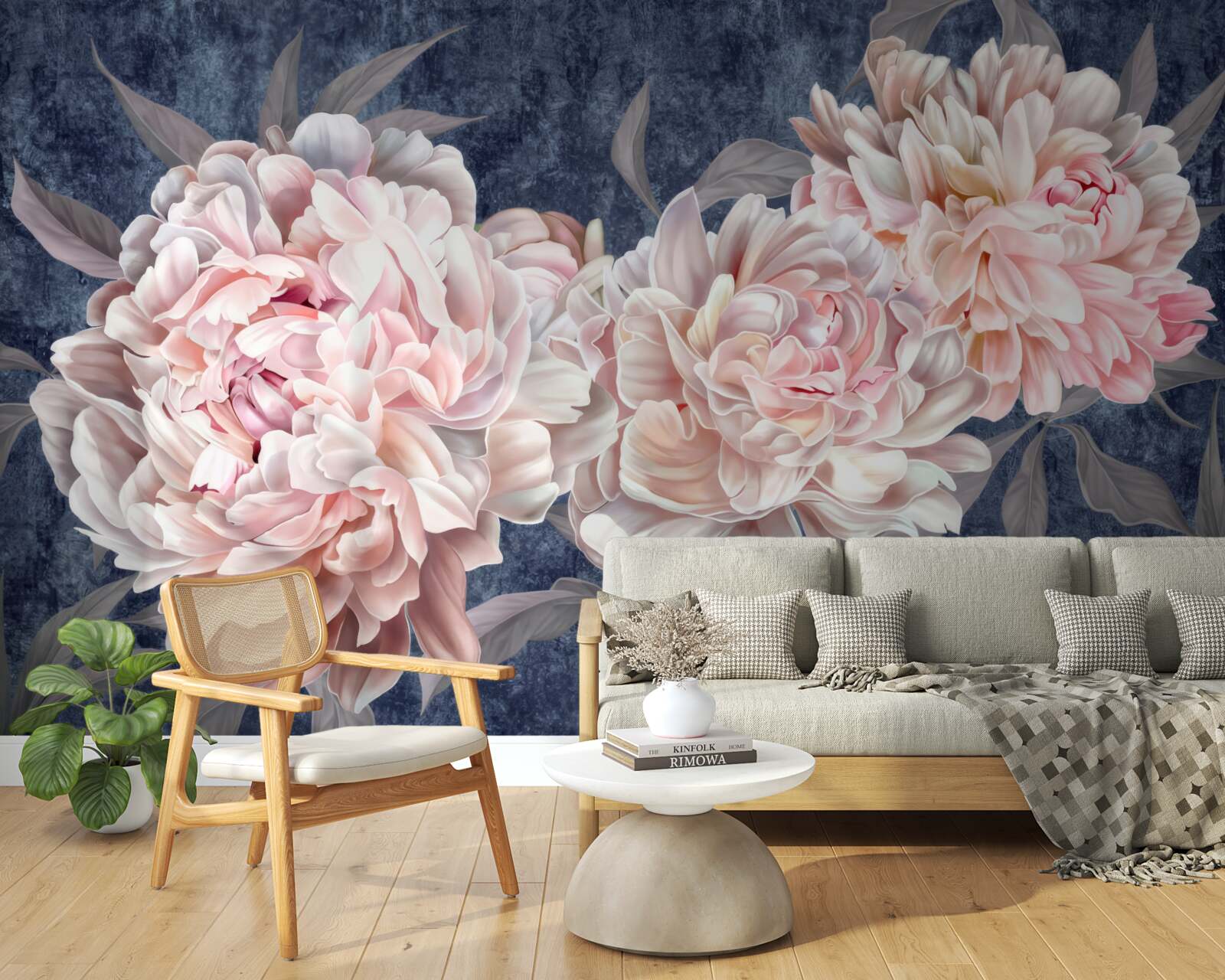 Carta da parati grandi peonie luminose su una superficie scura