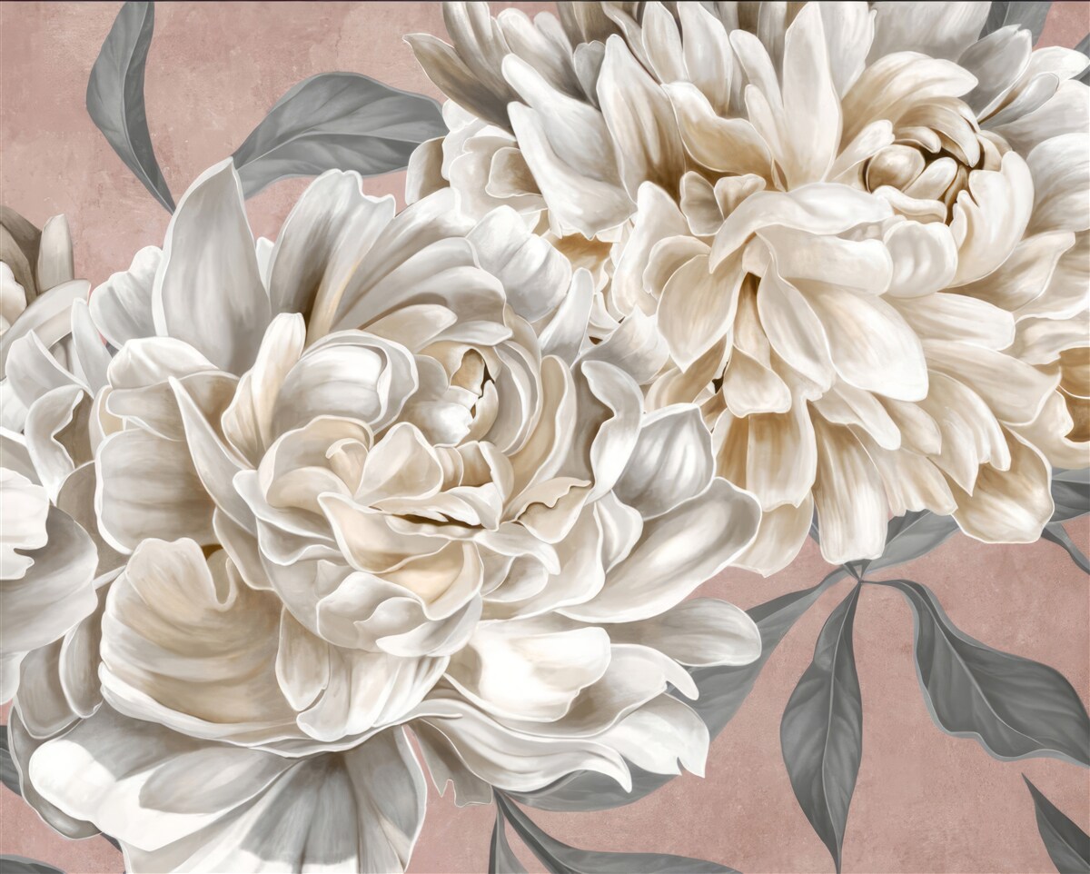 Carta da parati enormi peonie bianche come la neve