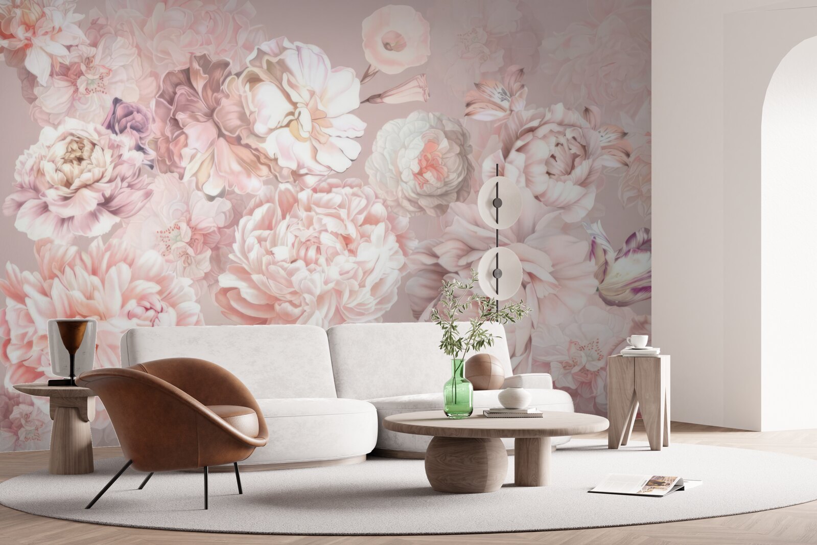 Carta da parati fiori grandi in colori pastello