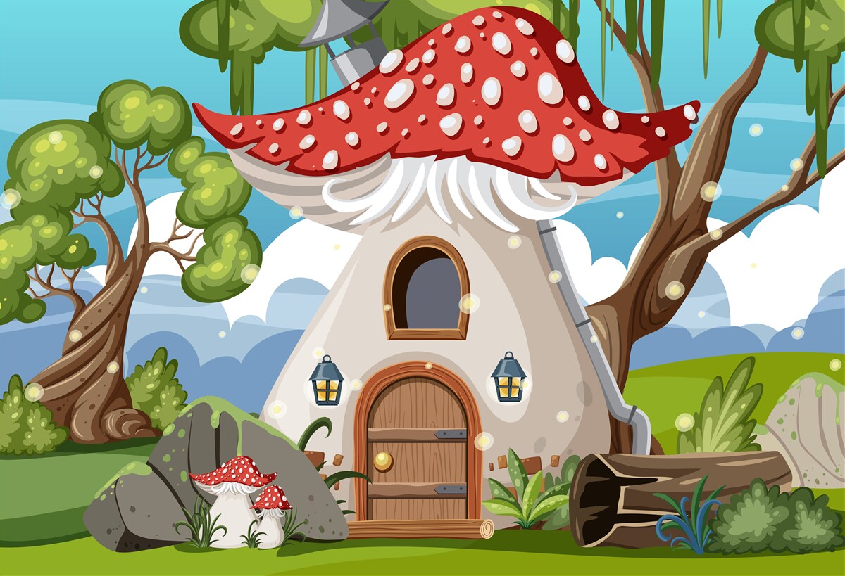 Carta da parati affascinante casa di funghi nel deserto