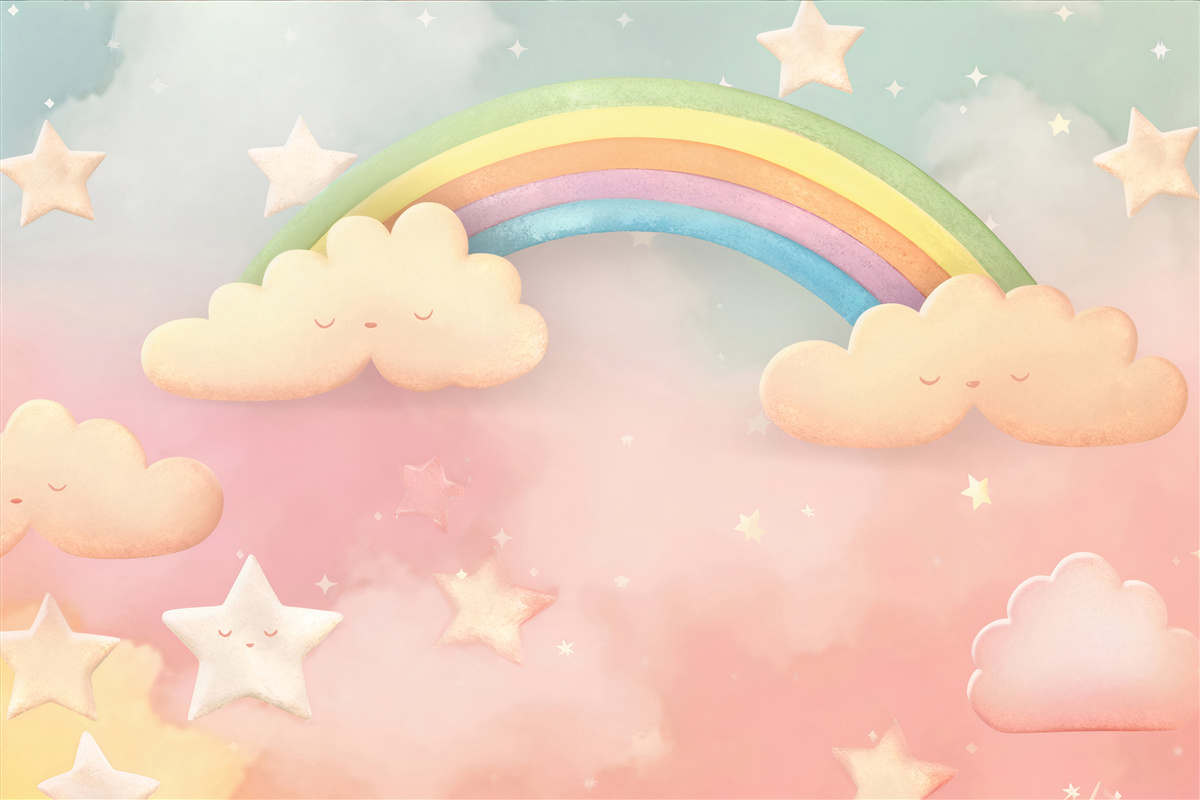 Carta da parati un enorme arcobaleno in un cielo stellato