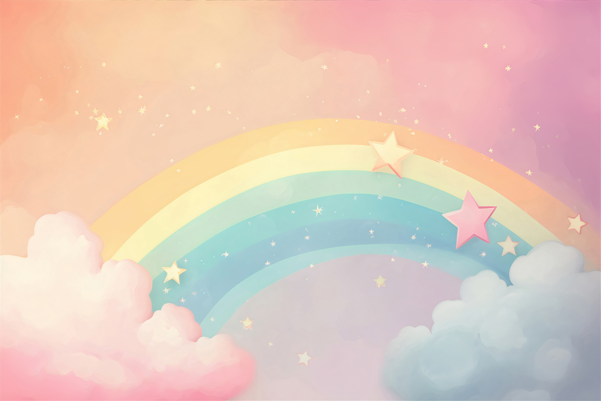 Carta da parati un arcobaleno che brilla tra le nuvole