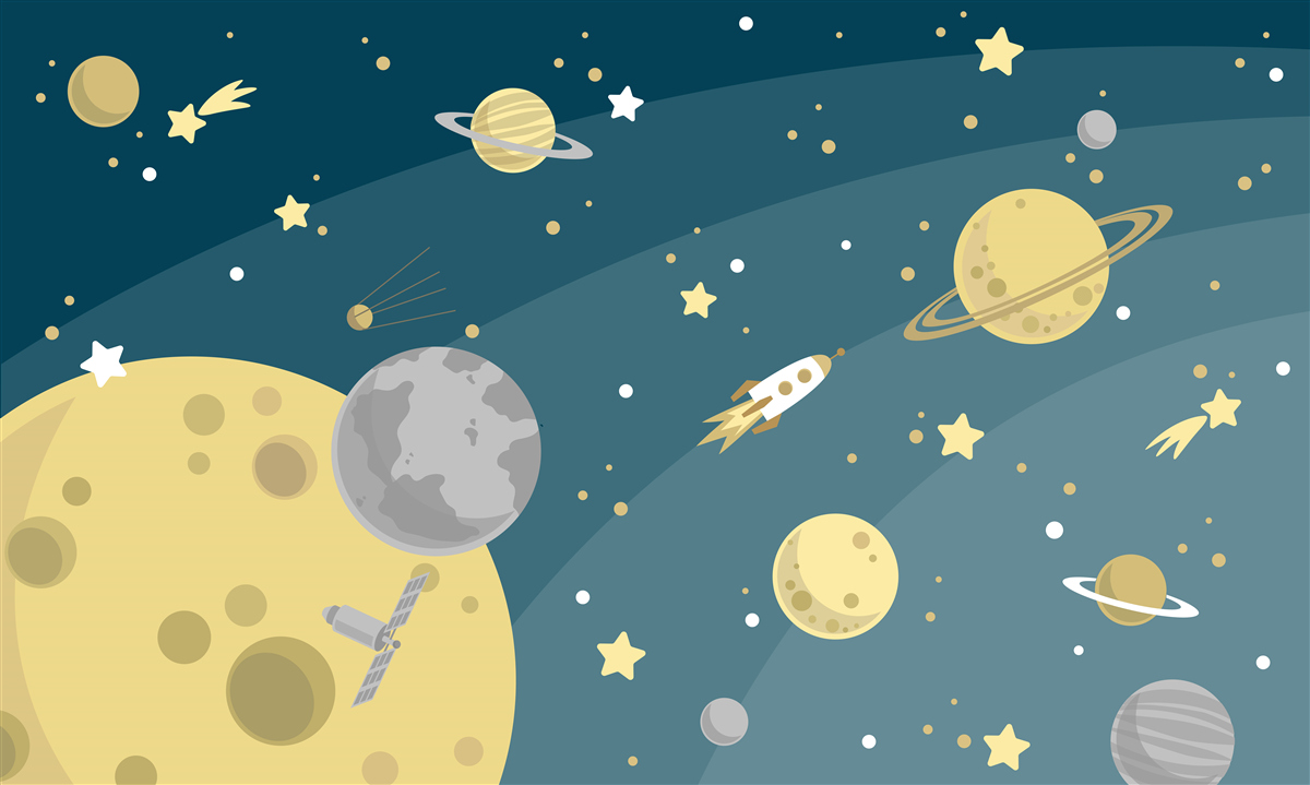 Carta da parati stelle e pianeti nello spazio