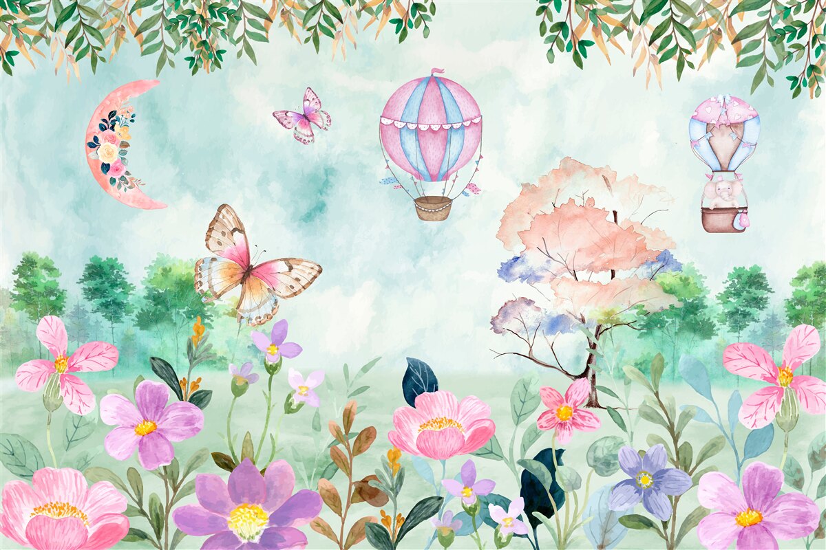 Carta da parati Un mondo di fiabe, fiorito di colori brillanti