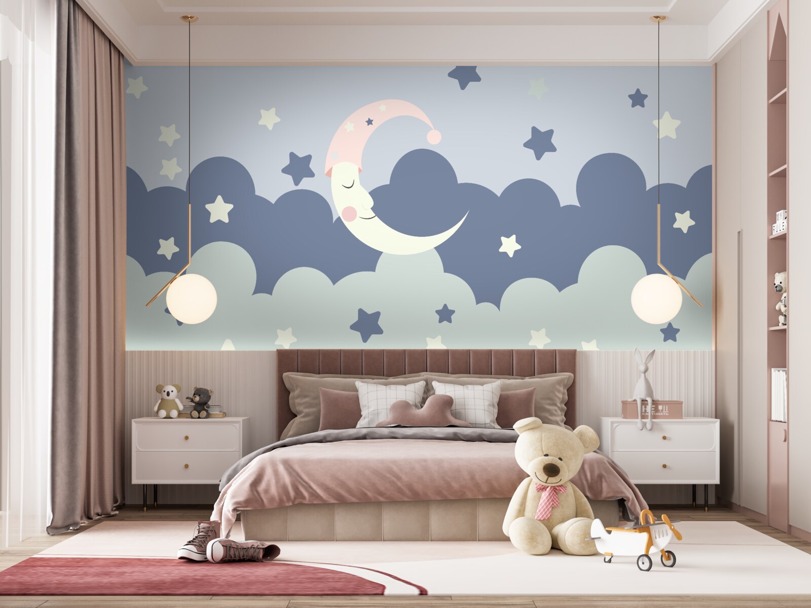 Carta da parati la luna e i luminari si addormentano