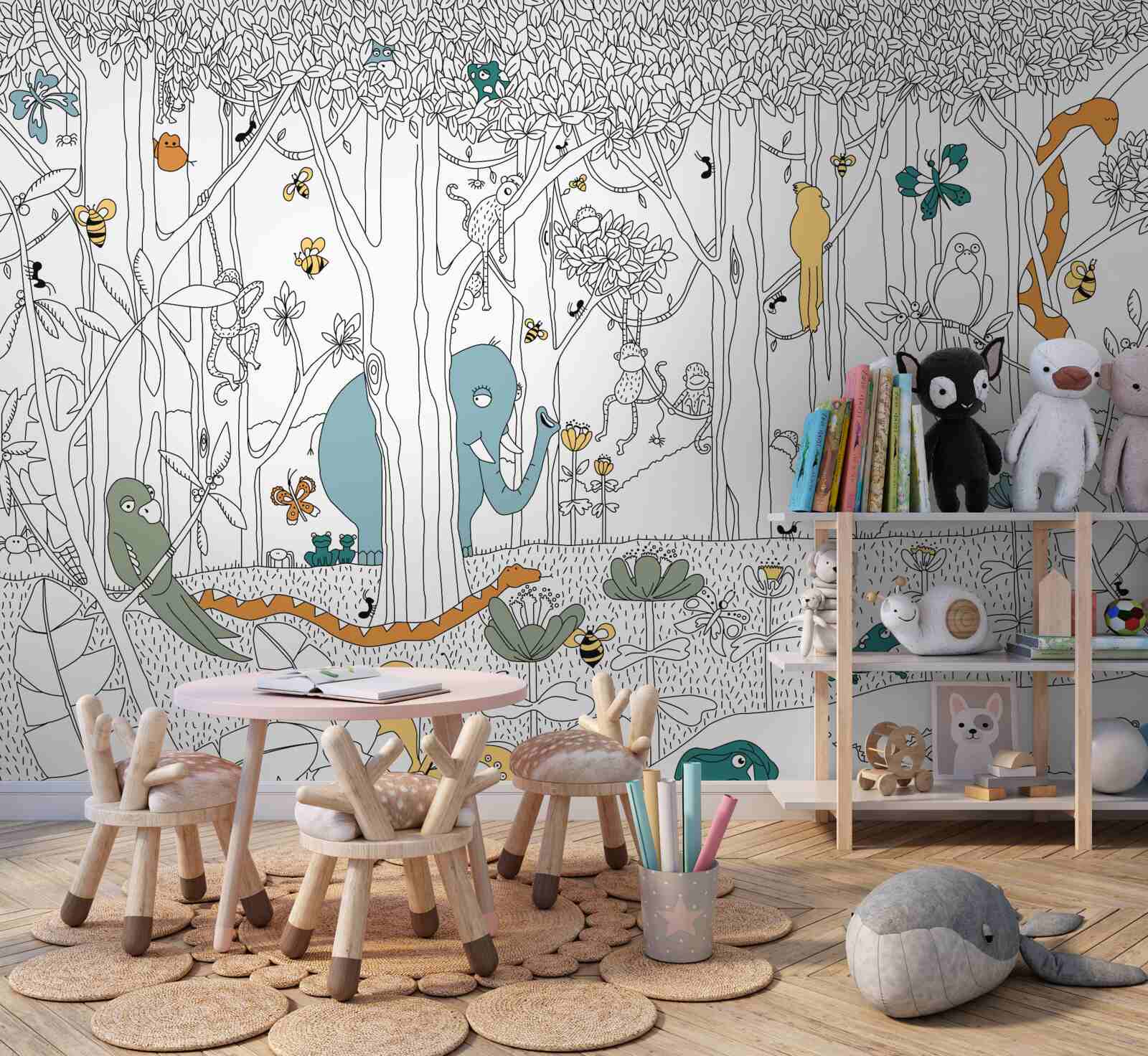 Carta da parati Animali della foresta per bambini