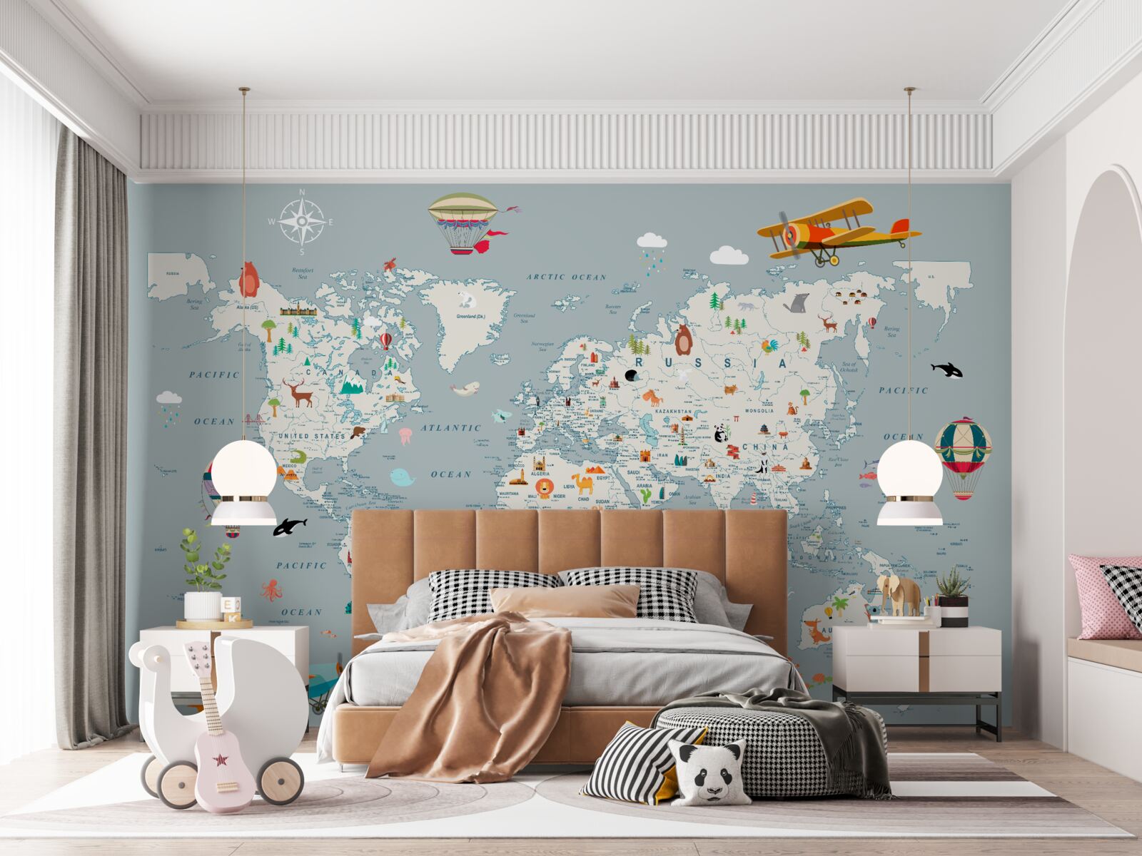 Carta da parati mappa del mondo e viaggi aerei