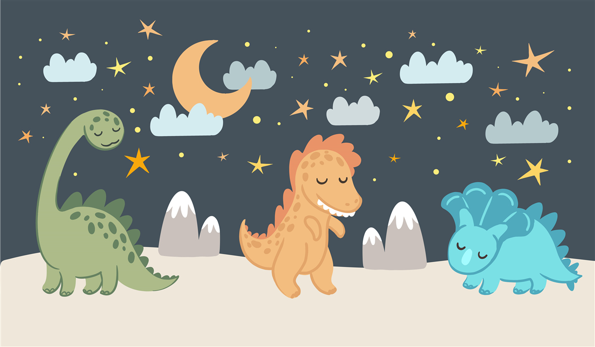 Carta da parati i dinosauri vanno a dormire