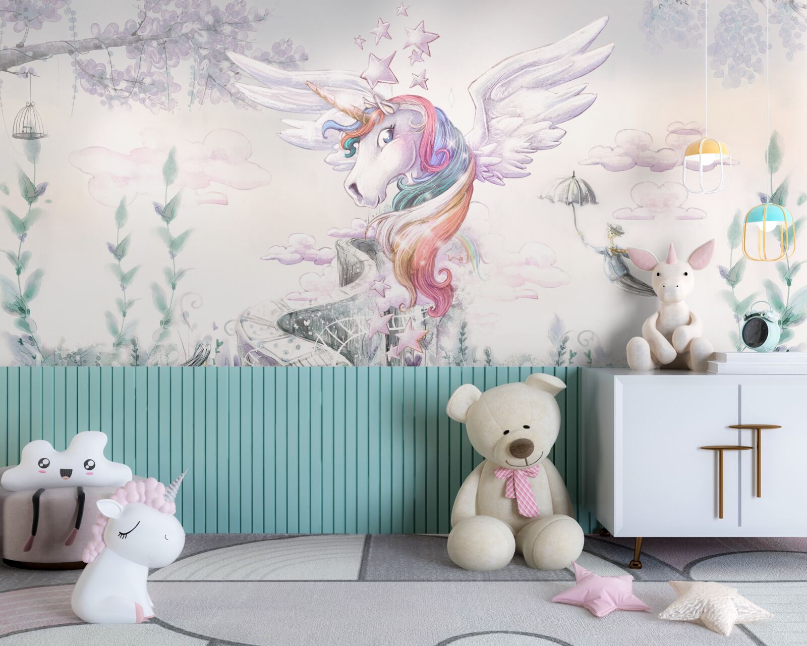 Carta da parati un unicorno ti dice sogni d'oro