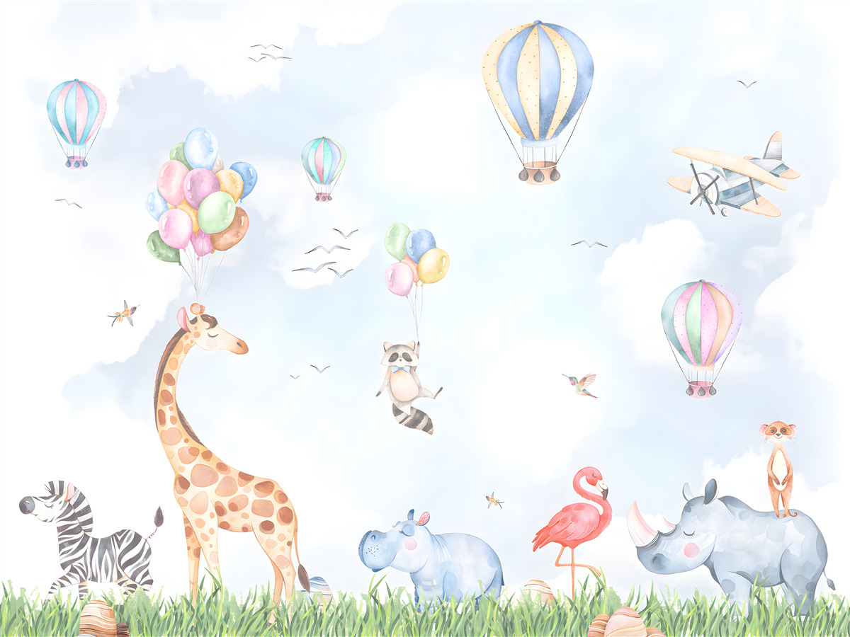 Carta da parati palloncini e animali