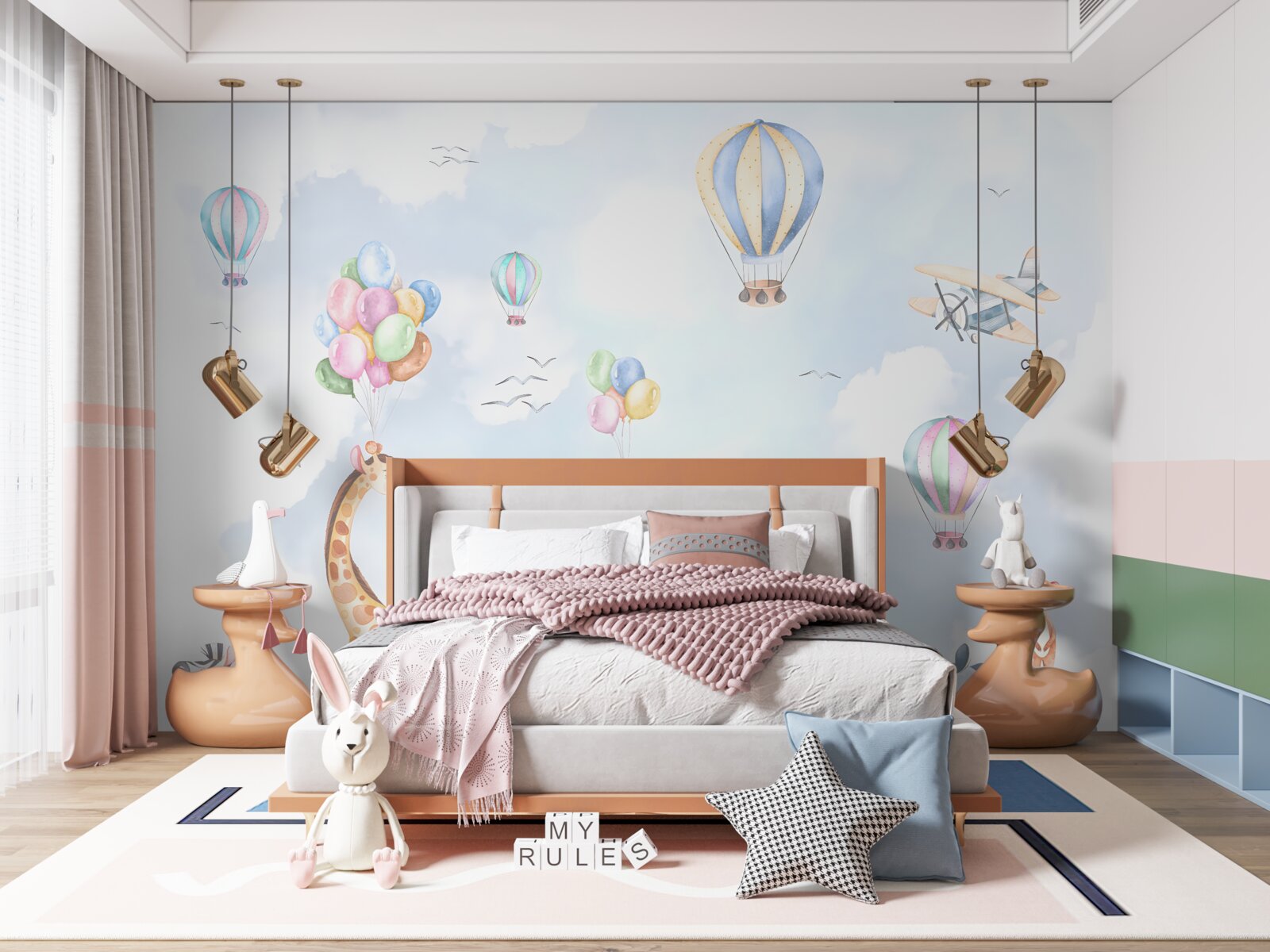 Carta da parati palloncini e animali