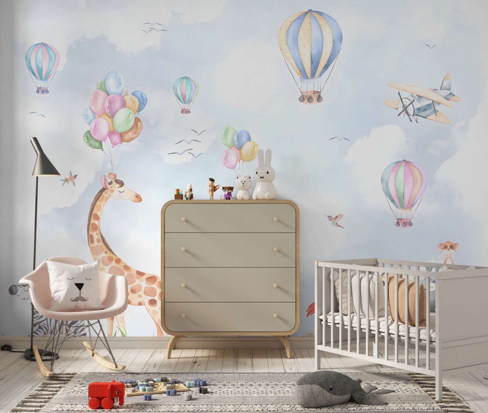Carta da parati palloncini e animali