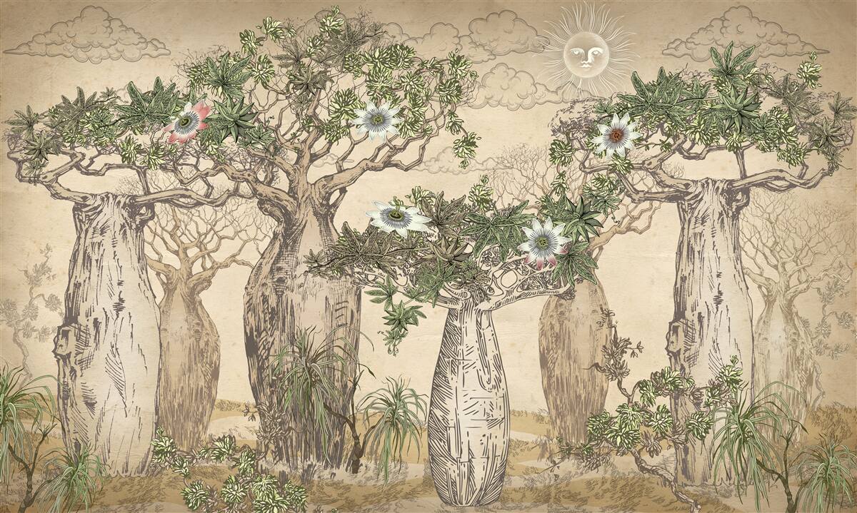 Carta da parati baobab possenti e maestosi