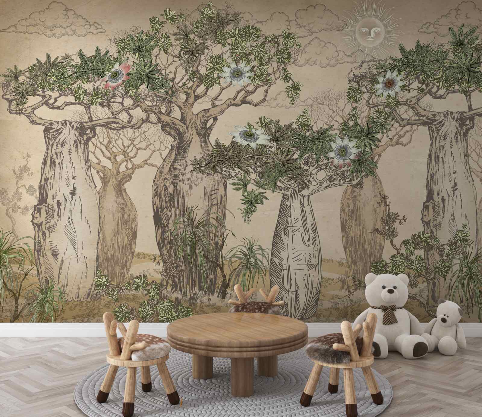 Carta da parati baobab possenti e maestosi