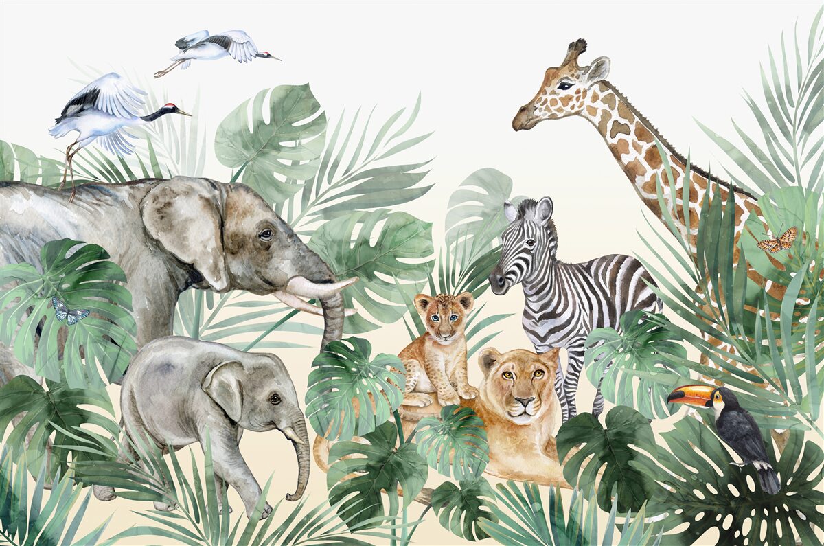 Carta da parati grandi animali dei tropici