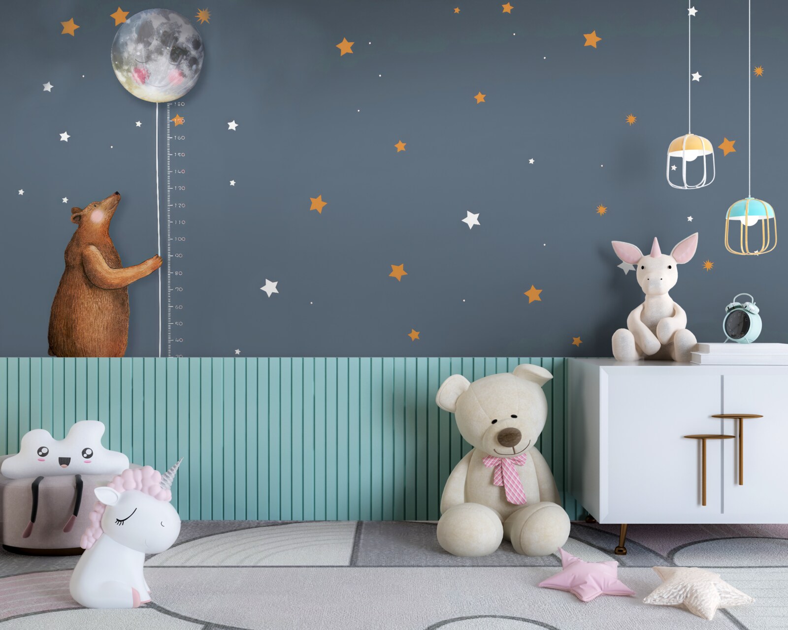Carta da parati l'orso alza la luna al cielo