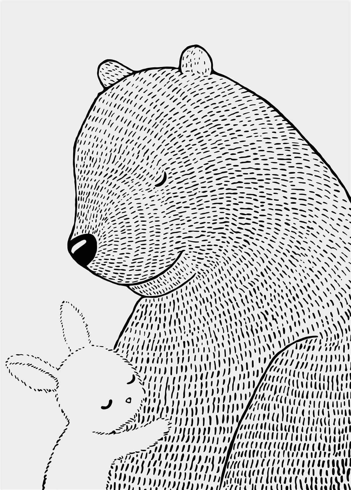 Carta da parati coniglio e orso